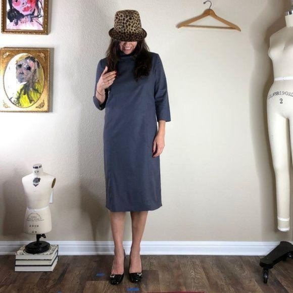 Vivienne Tam Mock Neck Midi Dress